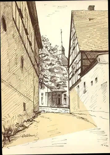 Künstler Ak Silberstraße Wilkau Haßlau in Sachsen, Ausgang Neue Ruh, Schneeberger Straße