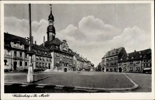 Ak Waldenburg in Sachsen, Marktplatz