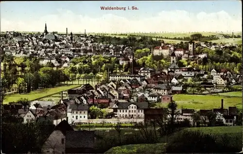 Ak Waldenburg, Blick auf den Ort, Gasthof Grünfeld