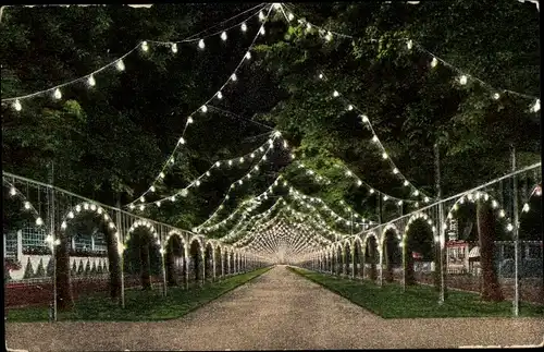 Ak Dresden, Internationale Hygieneausstellung 1911, Illumination der Herkulesallee