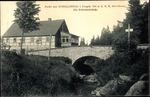 Ak Schellerhau Altenberg im Erzgebirge, Schinderbrücke