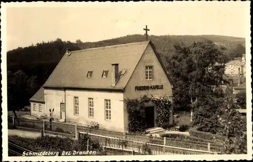 Ak Schmiedeberg Erzgebirge, Friedenskapelle, Gleise