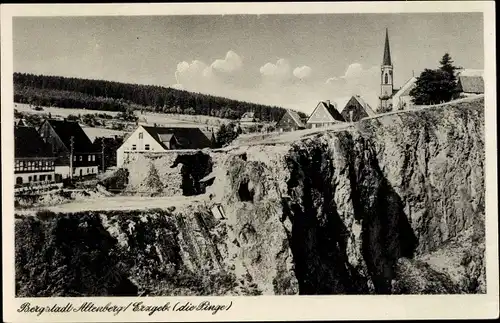 Ak Altenberg im Osterzgebirge, Bergstadt, Teilansicht der Ortschaft, Binge