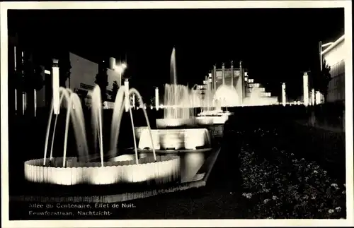 Ak Bruxelles Brüssel, Exposition 1935, Allee du Centenaire Eeuwfeestlaan, bei Nacht