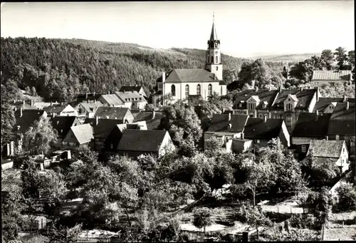 Ak Hartenstein im Erzgebirge Sachsen, Ortsansicht mit Kirche
