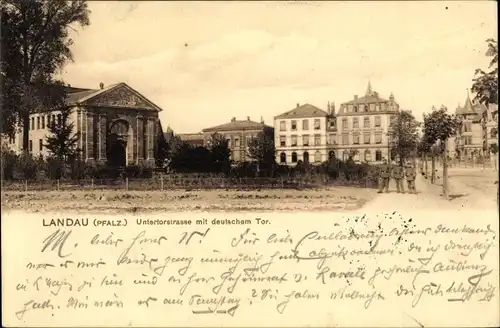 Ak Landau in der Pfalz, Untertorstraße mit deutschem Tor