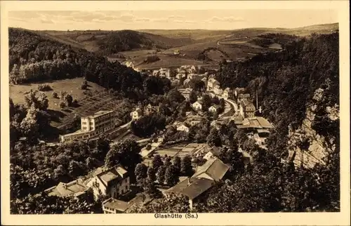 Ak Glashütte in Sachsen, Talblick, Panorama