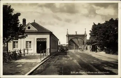 Ak Kehl am Rhein, Zollhaus mit Rheinbrücke