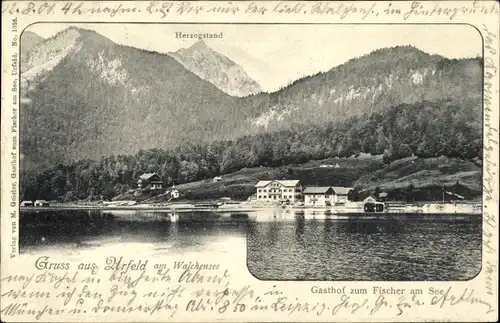 Ak Urfeld am Walchensee Kochel am See, Gasthof zum Fischer am See, Herzogstand