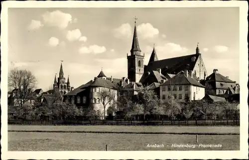 Ak Ansbach in Mittelfranken Bayern, Hindenburg-Promenade