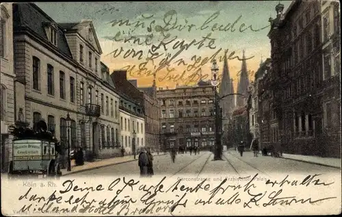 Ak Köln am Rhein, Gereonstraße und Erzbischöfl. Palais, Kutsche Deutsche Brauerei-Gesellschaft, Dom