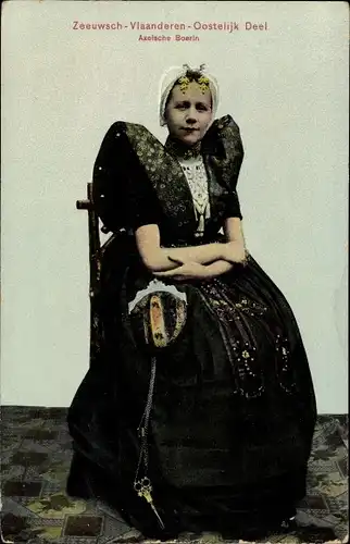 Ak Axel Zeeland, Zeeuwsch Vlaanderen osteleijk deel, Axelsche Boerin