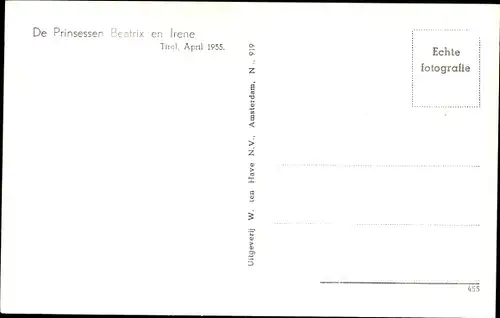 Ak Tirol, Prinzessinnen Beatrix und Irene der Niederlande 1955