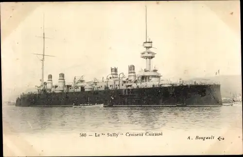 Ak Französisches Kriegsschiff, Sully, Croiseur Cuirasse