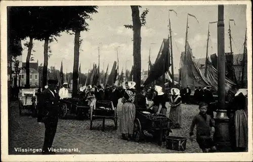 Ak Vlissingen Zeeland Niederlande, Vischmarkt