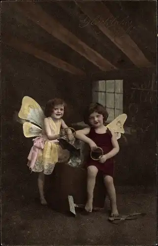 Ak Glückwunsch Neujahr, Mädchen als Glücksfee