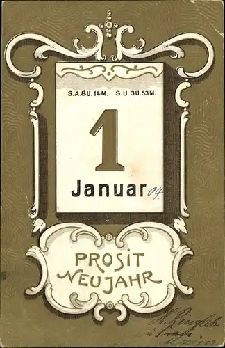 Präge Ak Glückwunsch Neujahr, Kalender