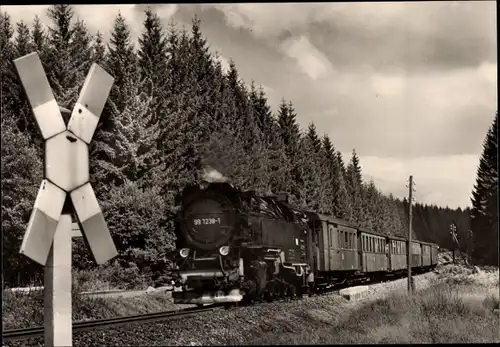 Ak Deutsche Eisenbahn, Dampflokomotive, Harzquerbahn, Lok 99 7238-1