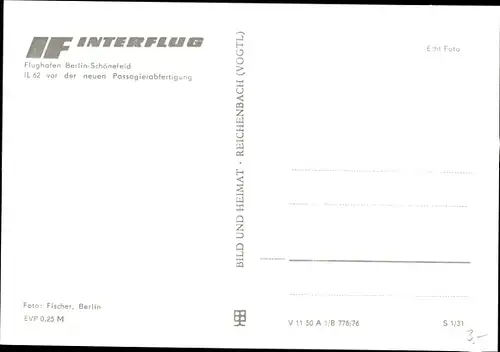 Ak Zentralflughafen Berlin Schönefeld, Flugzeug Iljuschin IL 62, Interflug, DM-SEH