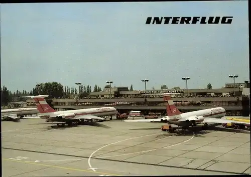 Ak Schönefeld bei Berlin, Flughafen, Interflug DDR 3EC, Passagierflugzeuge