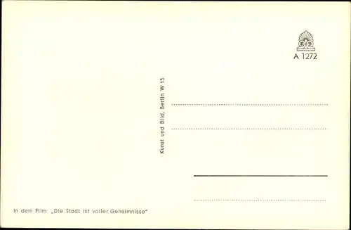 Ak Schauspielerin Annemarie Düringer, Portrait, Die Stadt ist voller Geheimnisse