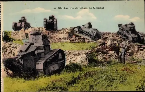 Ak Chars de Combat, französischer Soldat, Panzer