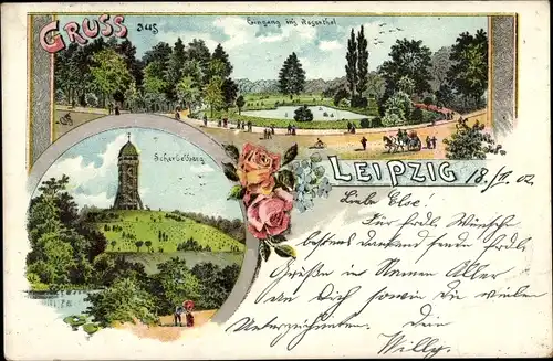 Litho Leipzig in Sachsen, Eingang ins Rosental, Scherbelberg