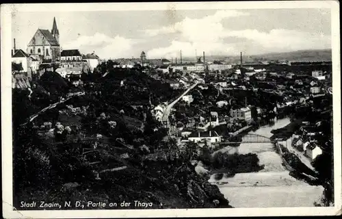Ak Znojmo Znaim Südmähren, Partie an der Thaya, Kirche, Brücke