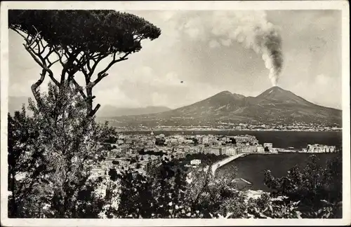 Ak Napoli Neapel Campania, Panorama mit Vesuv