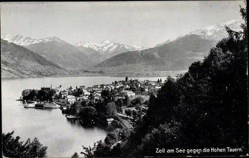 Ak Zell am See in Salzburg, Ort gegen die Hohen Tauern