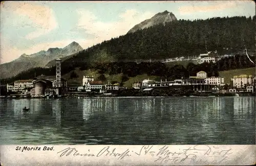 Ak Sankt Moritz Bad Kanton Graubünden, Blick auf den Ort