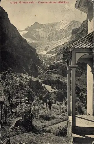 Ak Grindelwald Kanton Bern, Totalansicht, Viescherhörner