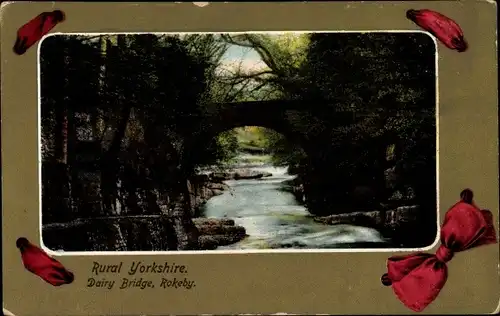 Passepartout Ak Rural Yorkshire, Dairy Bridge, Rokeby, Schleife