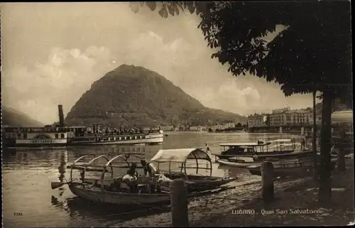 Ak Lugano Kanton Tessin Schweiz, Quai San Salvatore