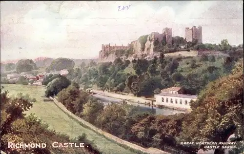 Ak Richmond Yorkshire England, Blick zum Schloss