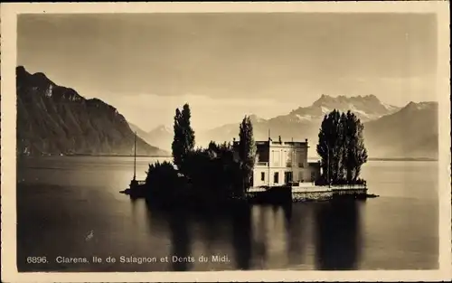 Ak Clarens Montreux Kanton Waadt, Ile de Salagnon et Dents du Midi