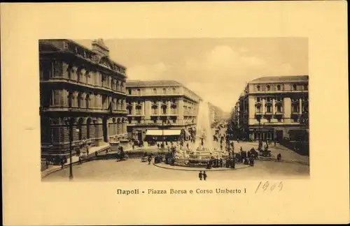 Ak Napoli Neapel Campania, Piazza Borsa e Corso Umberto I