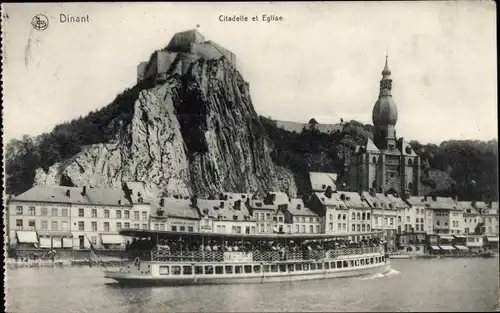 Ak Dinant Wallonien Namur, Citadelle et Eglise, Salondampfer