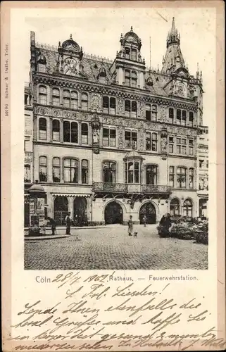 Ak Köln am Rhein, Rathaus Feuerwehrstation, Außenansicht