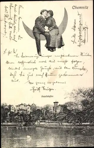 Ak Chemnitz in Sachsen, Inselstufen, Liebespaar