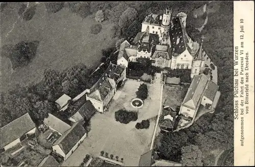 Ak Wurzen in Sachsen, Schloss Püchau, Fliegeraufnahme