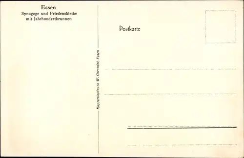 Judaika Ak Essen im Ruhrgebiet, Synagoge, Friedenskirche, Jahrhundertbrunnen