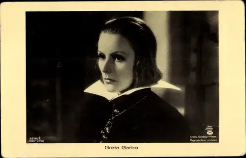 Ak Schauspielerin Greta Garbo, Filmszene, Portrait