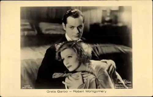 Ak Schauspielerin Greta Garbo, Robert Montgomery