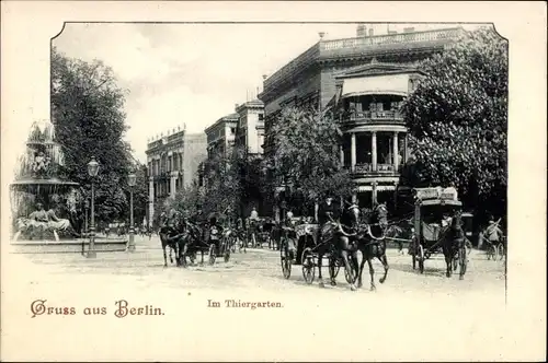 Ak Berlin Tiergarten, Straßenpartie, Kutsche