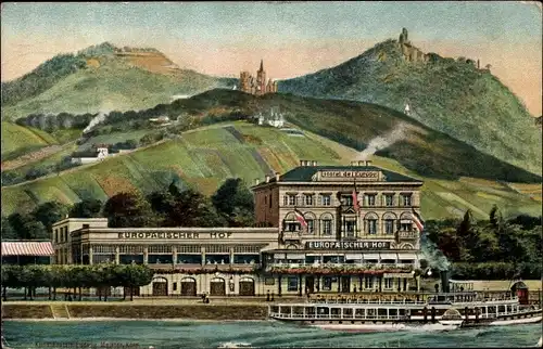 Ak Königswinter am Rhein, Hotel Europäischer Hof, Dampfer