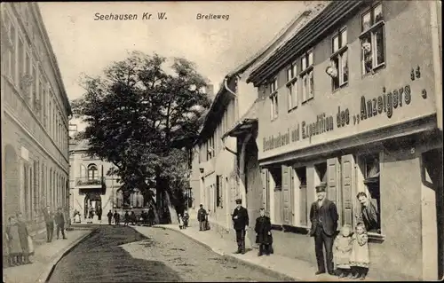 Ak Seehausen Wanzleben Börde in Sachsen Anhalt, Breiteweg, Buchdruckerei, Expedition des Anzeigers