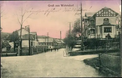 Ak Wehrsdorf Sohland an der Spree, Straßenpartie im Ort