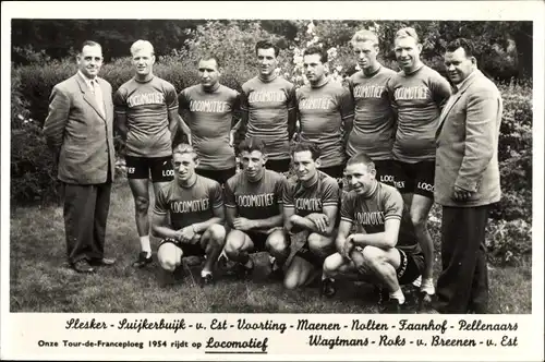 Ak Tour de France 1954, Niederländische Mannschaft, Locomotief, Wagtmans, van Est, Faanhof, Slesker