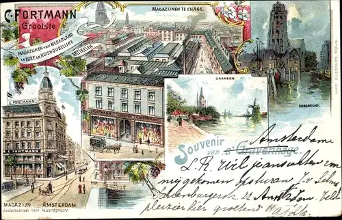 Litho 's Gravenhage Den Haag, Magazijnen C. Fortmann Groolste, Amsterdam, Zaandam, Doordrecht